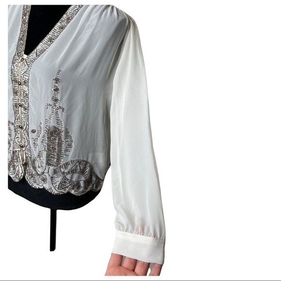 Revolve Plenty by Tracy Reese Embellished Swingly Blouse in Vanilla Beaded XS - Picture 8 of 17